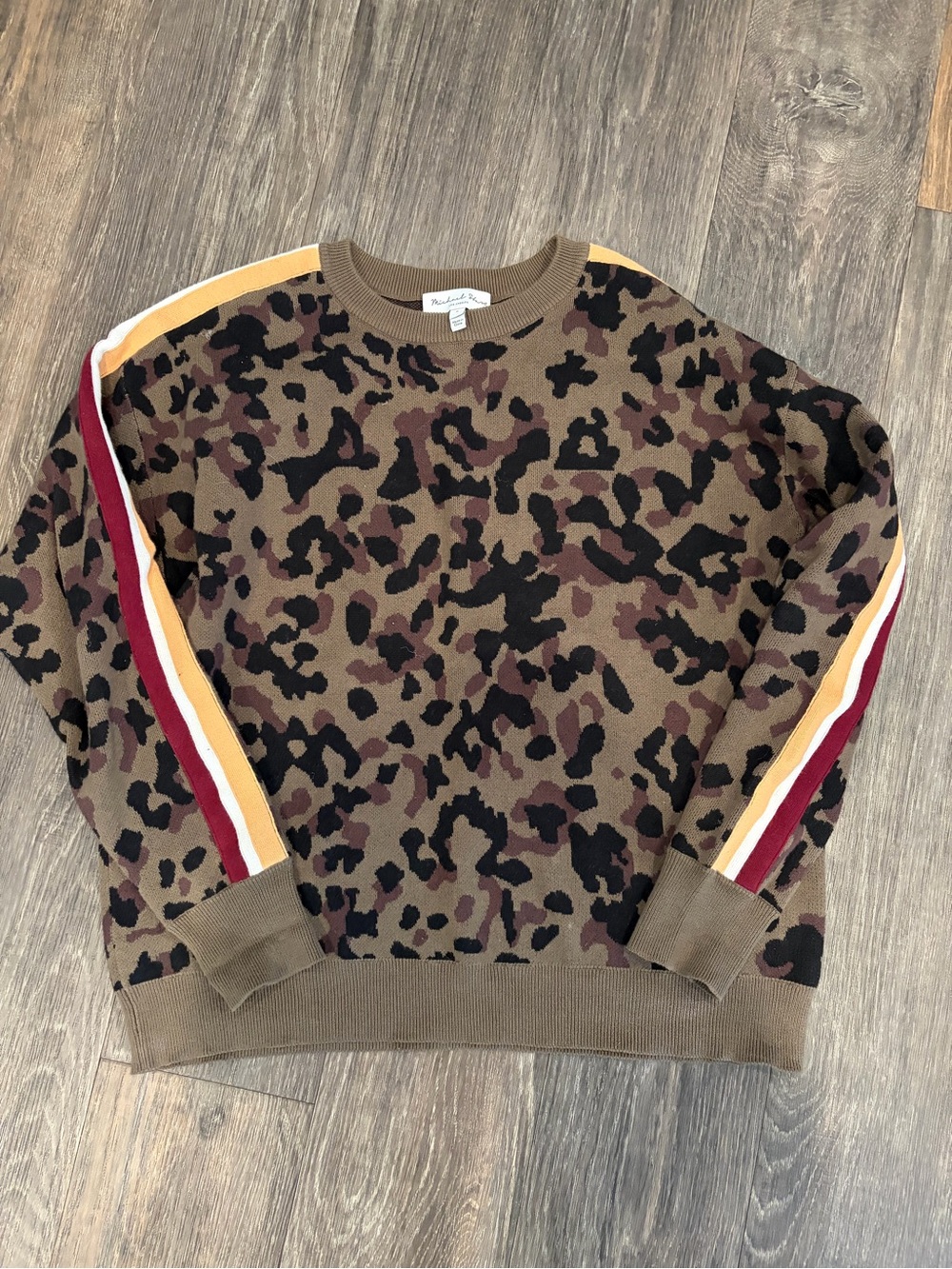 Women’s Camo Crewneck Sweater with Contrast Stripes